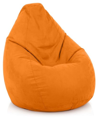 Green Bean Sitzsack mit Rückenlehne 60x60x90cm - Indoor Sitzkissen 220L Füllung Kuschelig Waschbar - Bean Bag Bodenkissen Lounge Chair Sitzhocker - Orange