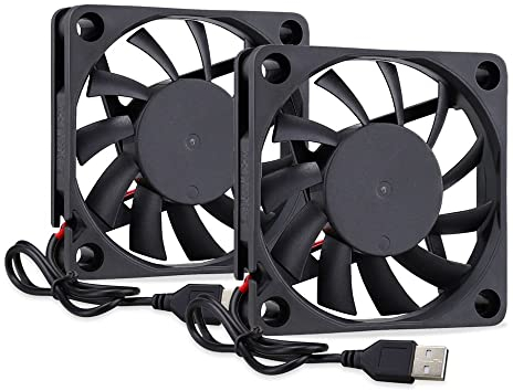 GDSTIME 2PCS 6010 Fan 60x60x10 mm DC 5V 60mm USB Fan 3500 RPM 14.3 CFM USB Computer Cooling Fans for PC Xbox Game Console Inverter Transceiver Projector RV DVR Router