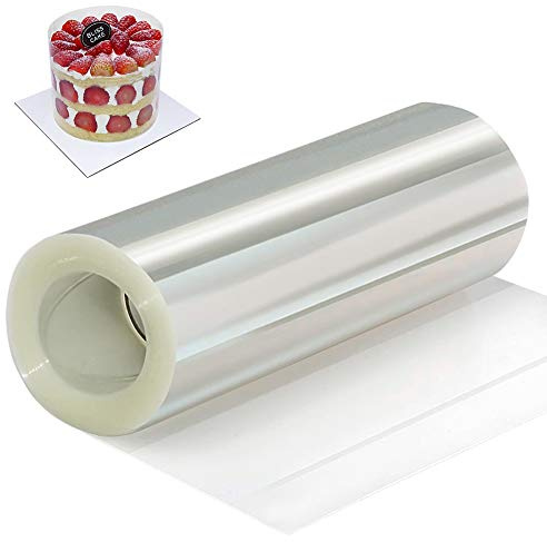 Tortenrandfolie, 15cm * 10m Acetat Foile, Azetatfolie Torte 15cm Hoch, Transparent Tortenfolie Rolle für Tortendekorationen Mousse Schokolade Kuchen