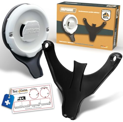 MaJoCompTec DRIPGUIDE Kondenswasserablauf | Kaminschild Ablauf für Kamindeckel Kaminabdeckung | Zubehör für Abgaskamin der Heizung an Wohnmobil Caravan (Schwarz, DRIPGUIDE Alde Standard)