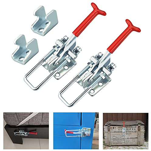 FIGFYOU 2 Stück Kniehebelspanner Horizontalspanner Kniehebelspanner GH-431 318kg/701 Lbs Spannverschluss Schnellspanner Fassungsvermögen Rutschfest Knebelklemme Handwerkzeuge für Schweißen