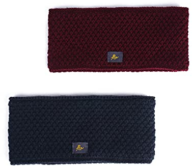 Stirnband Kopfband Ohrenwärmer Haarband mit Innenfutter aus fleece für Damen und Herren ((Flat) Winered and Navy)