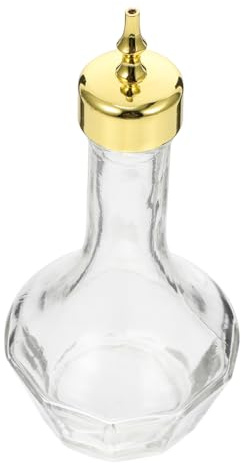 Garneck Glass Cocktail Drop Bottle with Stainless Steel Bar Tool for Precise Bitters Dispensing Golden Finish 4.92 * 1.57 * 1.57In Ideal for Home and Professional Bar Use