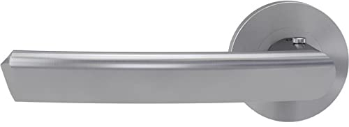 GRIFFWERK Türgriffgarnitur Crystal mit Schraubrosette rund und Schließart smart2lock 2.0 Edelstahl matt Links