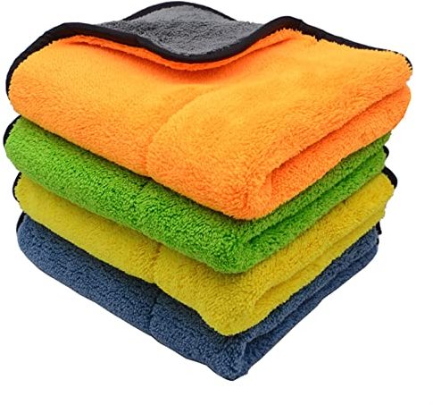 ACiyD 4 STÜCKE 800 g/m² 45 x 38 cm Mikrofasertücher, superdicker Plüsch, Auto-Reinigungstücher, Auto-Mikrofaser, Wachs, Waschen, Polieren, Detaillierung, Trocknungsqualität