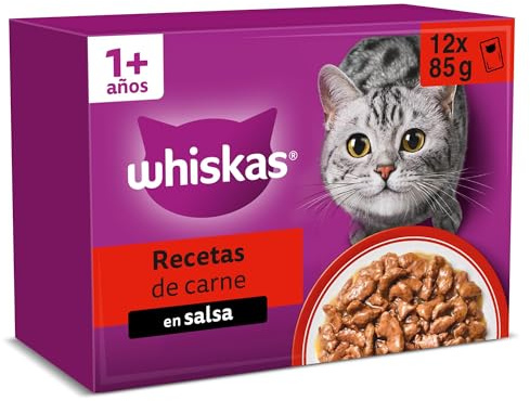 WHISKAS Duo Comida húmeda en Salsa Gatos Adultos Comb. Clásicas - 4 x 12 bolsitas x 85g