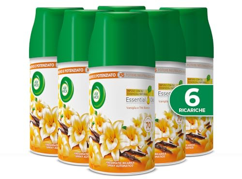 Airwick Freshmatic Ricariche Vaniglia e Thè Bianco, Profumatore per Ambiente, 250 ml, Confezione da 6