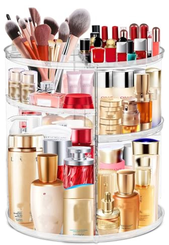 LeeWent 360 Acrylic Rotation Makeup Organizer, Large Capacity, Easy Access, Sturdy, Multi-functional, Great Gift Idea
