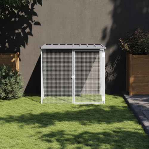 NITCA Hühnerkäfig mit Dach 103x98x90 cm Hühnerstall aus Metall Hühnerstall Winterfest Outdoor Hühnerhaus Freigehege Freilaufgehege Hühnergehege Hühnerkäfig Verzinkter Stahl Hellgrau
