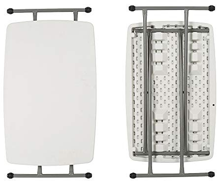 Tavolo compatto e pieghevole, da credenza in plastica, regolabile, per campeggio, festa, giardino, terrazza e balcone