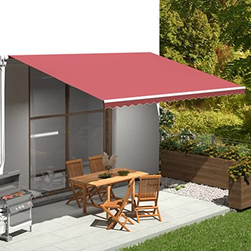 AUVYI Tenda da Sole Rosso Borgogna 5x3,5 m Sostituzione per Tenda da Sole Tessuto per Tenda da Sole per Balcone Protezione Solare Tessuto per Tenda da Sole Impermeabile Panno di Ricambio di Alta