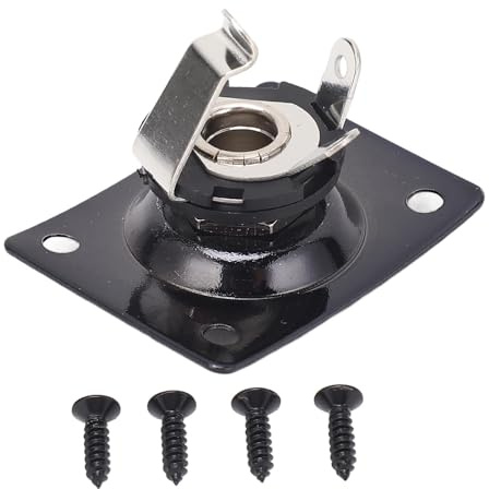 Guitar Output Jack Plate, Quadratische Metall Gitarre Jack Plate Jack Pickup Output Eingangs Stecker Buchse mit Schrauben für Telecaster (BLACK)