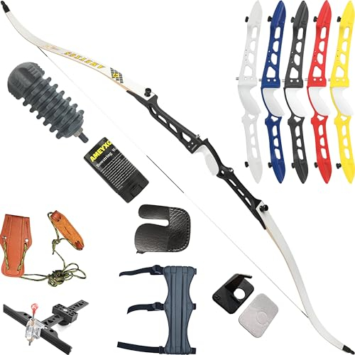 wolfman Bogenschießen Recurve Bogen Set Erwachsene 66/68/70 Zoll 14-40 lbs Bogen Set Praxis Bogen Wettbewerb Bogen Jagd Bogen für Bogenschießen Club Schießwettbewerb Rechtshänder(Schwarz, 66/24Lbs)