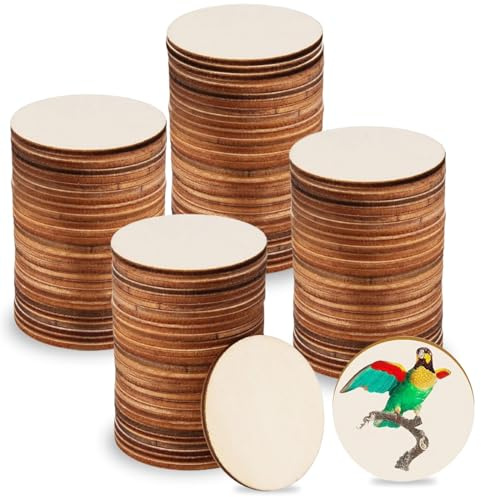 Rondelles de Bois, 100 Rondelles de Bois Rondes, Cercles de Bois Inachevés Ronds, 2,5 Mm D'épaisseur, pour L'artisanat, la Peinture, la Décoration de Mariage À Domicile (5 X 5 Cm)