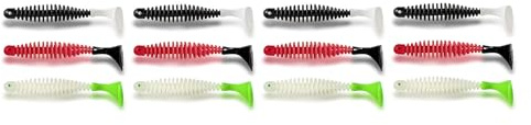 Rhino Premium Salty Paddler Gummifisch-Set mit Lamellen Meeresköder Angelköder Sortiment Multipack Angelzubehör Kunstköder Angelset Angelausrüstung (12, Multipack, 9g/12cm)