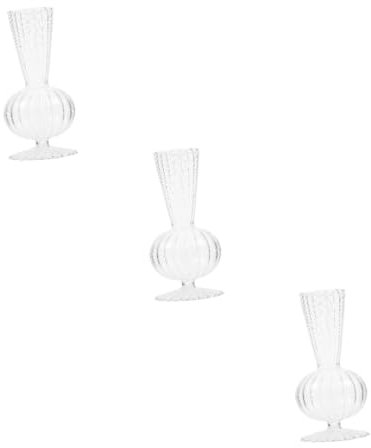 STOBAZA 3pezzi Vaso Striato Trasparentper Fiori Contenitore Decorativo Per Piante Per Arredare Casa e Ufficio