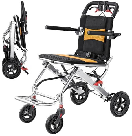 JINKEE Sedia a rotelle portatile super leggera (solo 7,3 kg), sedia a rotelle per il trasporto, leggera, pieghevole, con borsa da viaggio supporto 99,8 kg, sedia a rotelle in alluminio leggero per