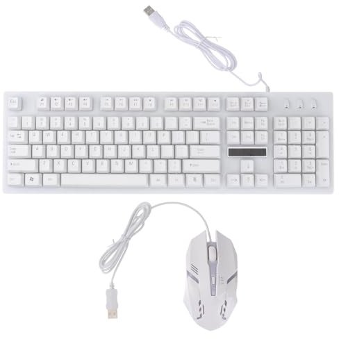 CONGARTENO Wired Usb Gaming Mechanical Keyboard and Luminous Mouse Set for Pc, White Backlit Suspension Keys Mechanical Feel for Gamers and Office Use