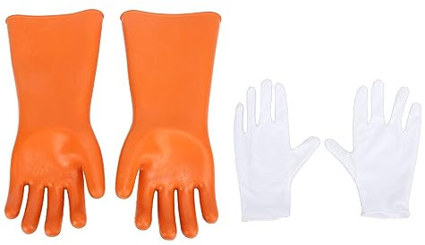 Vomeko Gants en caoutchouc, gants pour monteurs de lignes, gants isolants électriques en caoutchouc, protection isolante pour travaux électriques haute tension 35KV non statique
