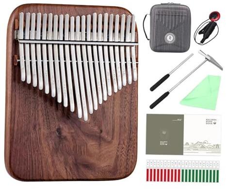 Professionelle Kalimba Professionelle Kalimba 21 Tasten Schwarz Walnuss 17 Tasten Kalimba Flatboard Daumenklavier Vollmassives Musikinstrument(21 keys)