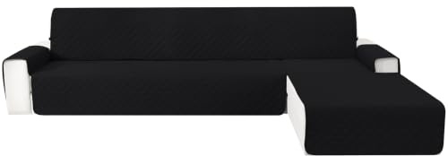 CYCMACO Wasserdicht Couch Überzug L Form 3 Sitzer, Rechts/Links Reversibel Couch Überzug Ecksofa, rutschfest Couchbezug L Form Mit Armlehne, Universal, Waschbar, Für Hund Katze, Schwarz