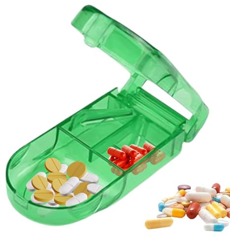 Tablettenteiler, Medikamententeiler Für Kleine Und Große Tabletten, Tablettenschneider Mit Aufbewahrungsfach, Tragbarer Pillenschneider Mit Scharfen, Teilt Pillen Exakt(8.5x4x2cm)