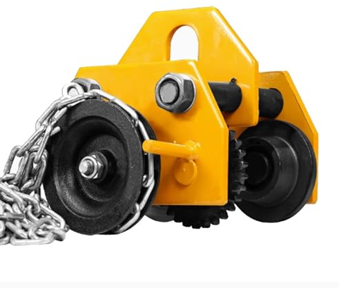XUHONGYA Laufkatze Handfahrwerk mit Kette 1-3 Tonnen | Tragkraft 1000-3000kg | Verstellbare Flanschbreite 75-150mm | for Gerade und Krümmte I-Träger(2ton/4400lbs)