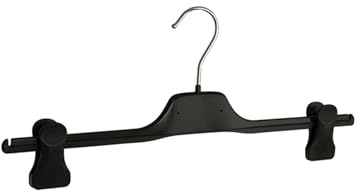 Perchas, 10 Piezas, Plástico, Negro, Antideslizante Clip, Pantalone, Falda, Gancho Giratorio 360°, 40 cm (PGC40_00/10)