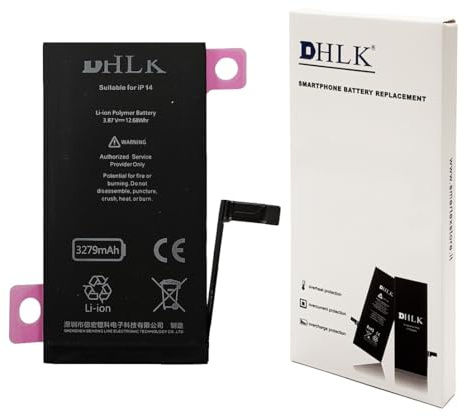 DHLK® TI Line Batterie de Remplacement Compatible avec iPhone 14 (A2649, A2881, A2884, A2883) - Capacité 3279 mAh