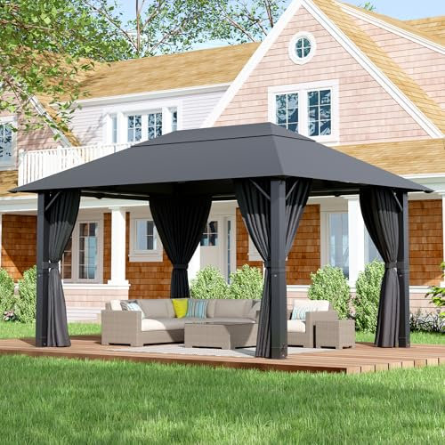 Devoko Pavillon 3x4 Wasserdicht Stabil,Gartenpavillon Winterfest,Partyzelt UV50+ Alu Pavillion,Plane Pavilion für Hinterhof,Gartenzelt Grau