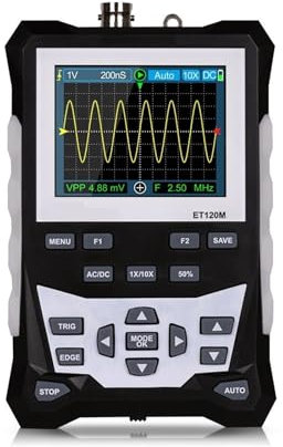 TIEOAXFT Osciloscopio Digital portátil ET120M de 120 MH/z con Salida de Onda Cuadrada de 1 Mh/z for reparación de vehículos eléctricos.