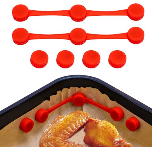 2 Set 6pcs Calamite per Friggitrice ad Aria, Fibbia Magnetica in Silicone Resistente al Calore, Accessori Friggitrice ad Aria con 2 Clip + 4 Magneti, Previene la Combustione della Carta, Girare