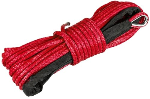 DGHBNP Eslinga Emergencia Cable de cabrestante sintético de 6mm x 15m 7700LBs con Funda Protectora Negra para ATV UTV Grillete Proa(6mmx15m Red 1pcs)