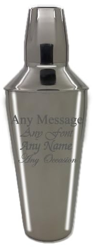 Personalised Engraved Cocktail Shaker with Strainer | Custom Cocktail Shakers, Birthday Gifts for Men & Women, Barware