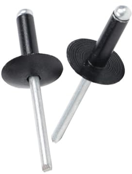 Remaches ciegos 30/50 piezas de acero de aluminio con cabeza de brida grande negros (30 unidades, 4,8 x 25 x 16 mm)