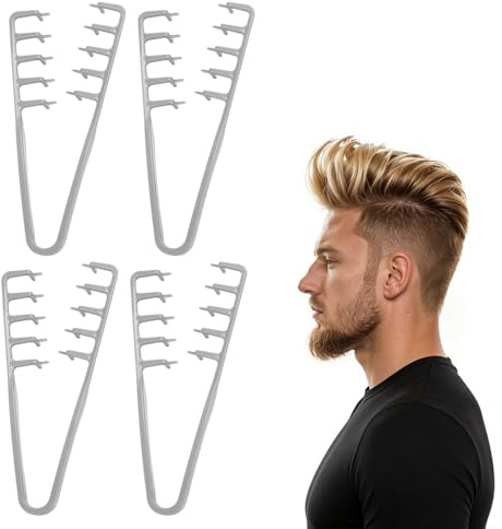 XFSRG 4 Pezzi Pettine Capelli Ricci Uomo Pettine Denti Larghi Pettini Professionale per lo Styling per Modellare Aggiungere Volume Alle Radici