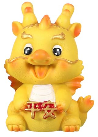 Fictory Fortune Dragon Bobblehead, Lucky Nodding Figure with Bell Base, Chinese New Year Car Dashboard and Desk Decor