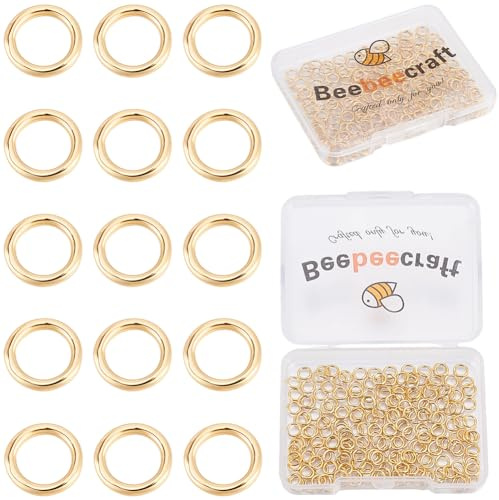 Beebeecraft 200 Stück Geschlossene Biegeringe 5mm Goldfarben Edelstahl Gelötet Verbindungs O Ring Für Schmuckherstellung DIY Bastelbedarf Verbindungsstücke