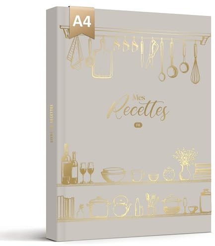 BIROYAL Carnet de Recettes à Remplir A4, 114 Recettes, Gris chaud | Papier Épais 120g, Grand Espace d'Écriture, Table de Conversion & Calendrier Saisonnier, Pour cuisiniers amateurs & famille