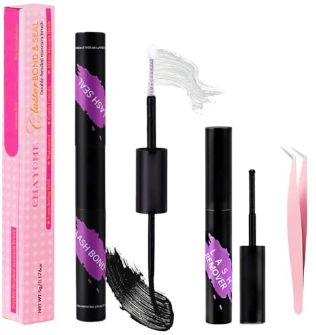 2-in-1 Bond and Seal Lash Glue,Waterproof Cluster Lash Glue with Remover & Tweezer,Long-Lasting Easy Application for DIY Eyelash Extensions