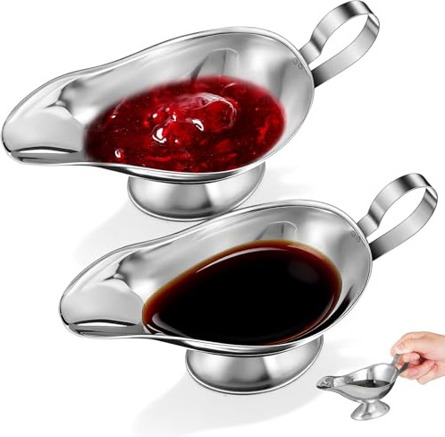 NUOBESTY 2 Salseras de Acero Inoxidable de 142 Ml (5 Oz) para Servir Salsas Y Condimentos en La Mesa Y en Fiestas.