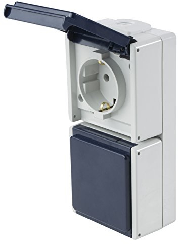 AS – Schwabe Double Socket-Outlet, Vertical, with 2 cable Entries, IP54, for Outdoor use Grey, 62462
