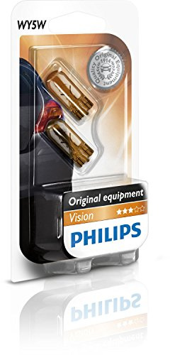Philips 12396NAB2 Light Bulbs Glass Base WY5W Pack of 2 in Blister Pack
