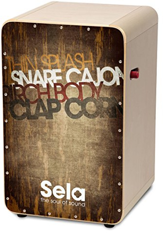 Sela SE 079 Casela Pro Cajon mit Snare On/Off Mechanik, spielfertig aufgebaut vintage braun