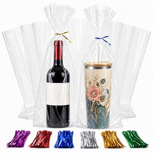 Zwickel Cello Taschen mit Bindebändern – 20,3 x 10,2 x 40,6 cm 8 x 4 x 16 farblos