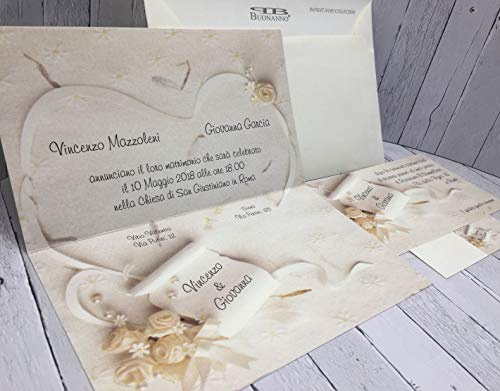 Set partecipazioni Nozze Personalizzate inviti Matrimonio BUONANNO cod. D009 (30)