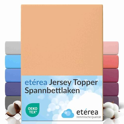 etérea Jersey Topper Spannbettlaken 90x200-100x200 cm Sand für 5-10 cm Steghöhe 100% Baumwolle - Oekotex Spannbetttuch Matratzen Bett Bezug - Bettlaken 90x200cm - 100x200cm Beige