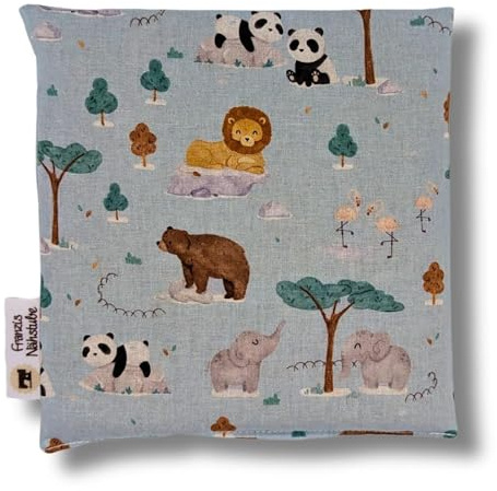 Franzis Nähstube 20x20cm Cojín de espelta Wildlife en 100% algodón I Almohada de grano de espelta 20x20 para microondas I Almohadilla térmica, Almohada con núcleo de espelta, Almohada cervical