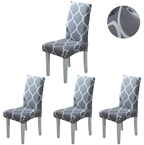 ARNTY Coprisedili per sedie da sala da pranzo, moderni elastici, resistenti e durevoli, per decorazione di nozze, hotel, ristorante (grigio-diamante, 4 pezzi)