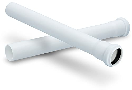 HT Rohr Abwasserrohr mit Muffe Ø 40 mm x 500 mm Länge Weiß | PVC Kanalrohr Abflussrohr mit Gummidichtung | Kanalrohrsystem Heißwasser Chemische Beständigkeit | Abwasser Installation